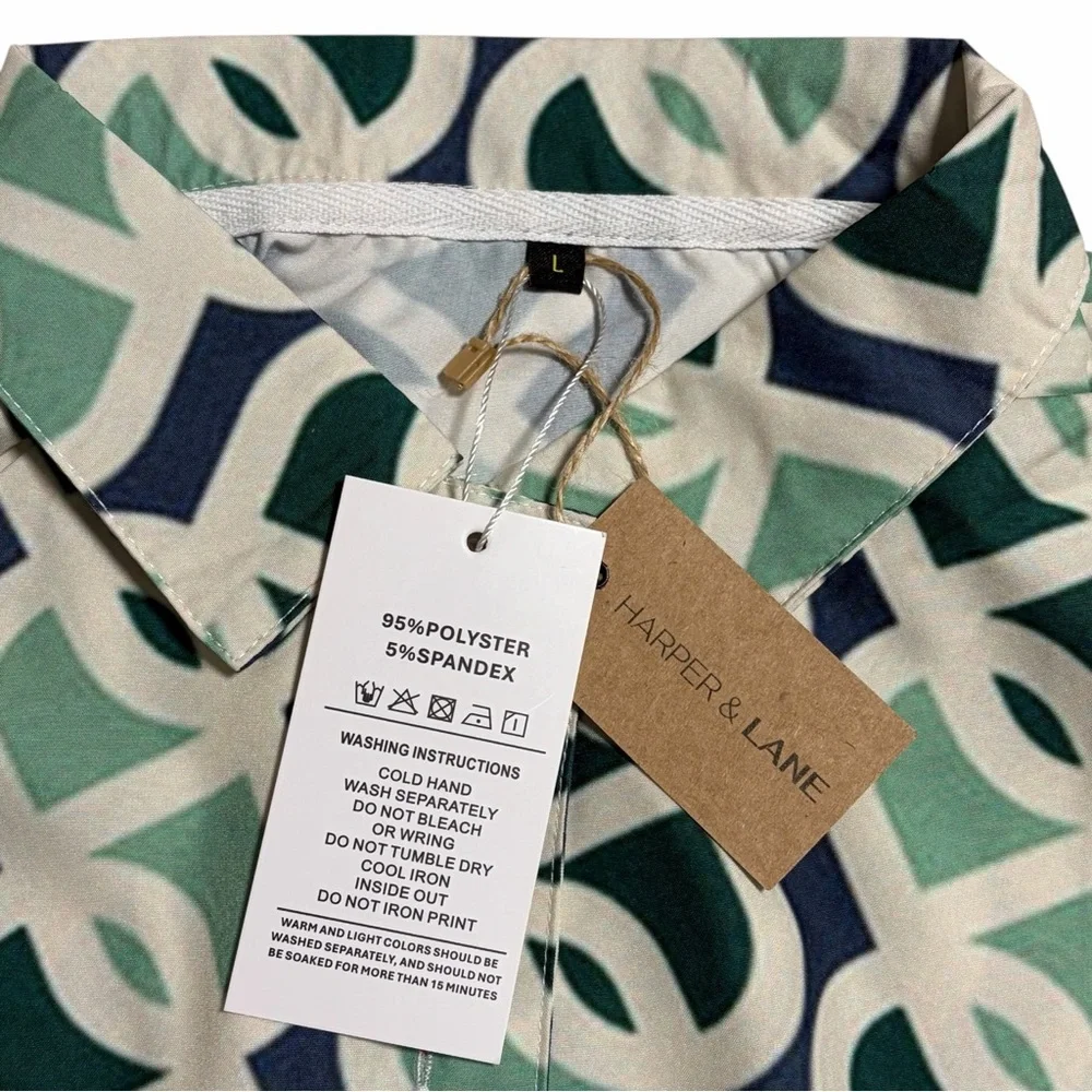 new Michelle Two-Piece Set Mint Collared Tunic Shirt and Pants - Picture 7 of 16